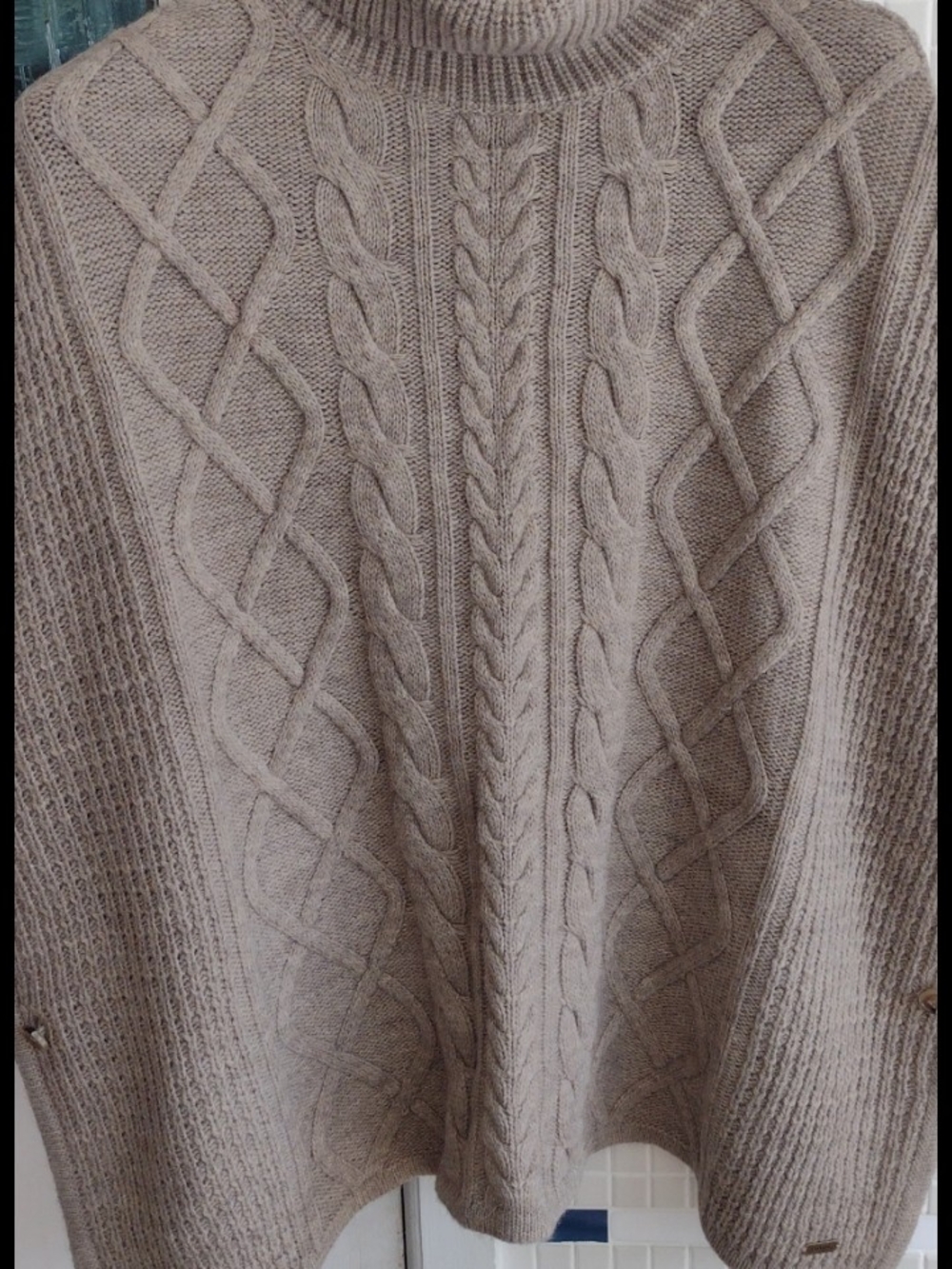 Barbour Cable Knit Turtleneck Sweater in Taupe